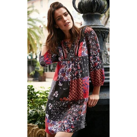 Anthropologie Womens Arcata Patchwork Dress M Boho Peasant Artsy One September - Picture 1 of 8